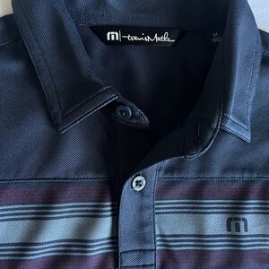 Travis Mathew Youth Navy Striped Polo (size medium)
